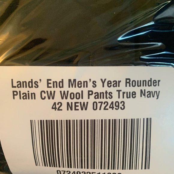 NWT LANDS' END MEN'S YEAR ROUNDER PLAIN FRONT CW WOOL PANTS TRUE NAVY 38, 42 - Picture 10 of 10